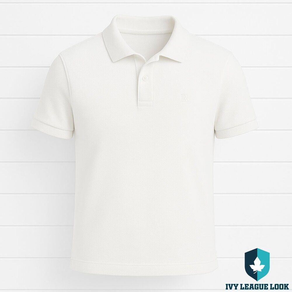 Banana Republic White Piqué Polo Slim Fit L Classic Preppy Ivy Style